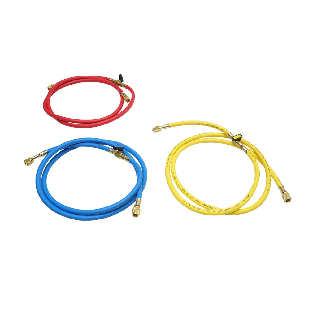 Set di tubi flessibili con rubinetto da 180 cm, 3 colori, per la ricarica del freon R-410a