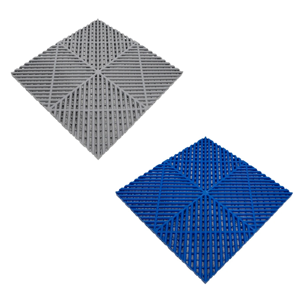 Piastrelle ventilate grigia e blu 3,2m x 6m per garage e officine, antiscivolo.