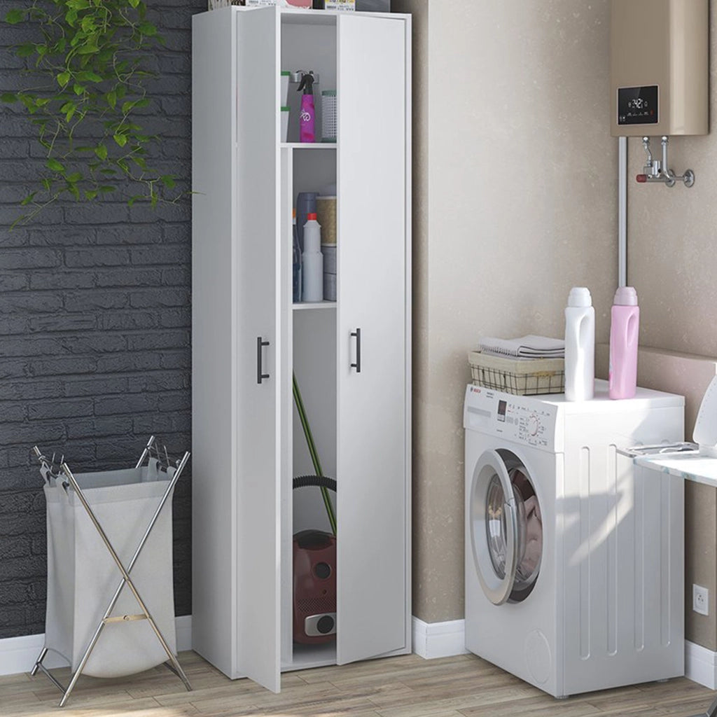 Strevi, Armadio Multiuso 2 Ante 2 Ripiani, 40x206h cm Bianco