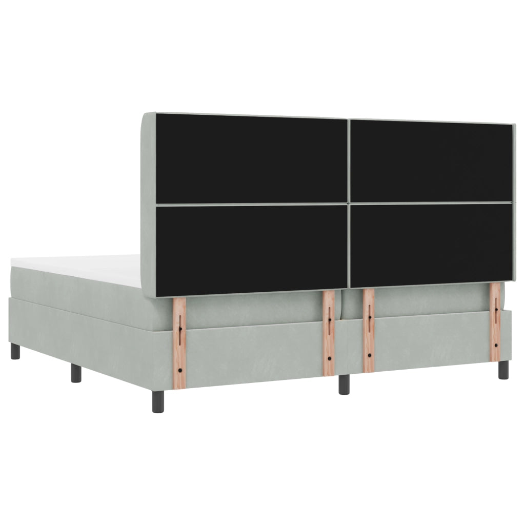 Letto Box Spring con Materasso e Luce LED Grigio Chiaro 200x200 cm Velluto