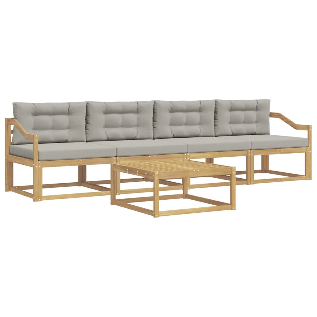 Set di divani da esterno 4 pcs Bianco e Grigio Chiaro
