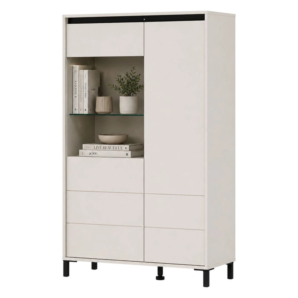 Madia Vignate, Credenza 4 Ripiani, 93x40x135h cm Bianco Crema