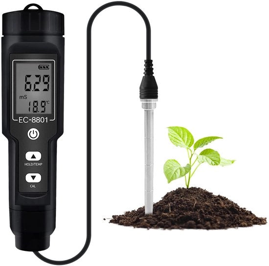 Testatore di suolo - pH-metro - Testatore di suolo portatile per l'orto - 150 mm - Testatore di EC-salinità - Adatto per piante - Colore come mostrato...