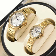 Trade Shop - Orologio Da Polso Uomo Donna Longbo 80771 Quarzo Data Impermeabile Dorato Bianco -