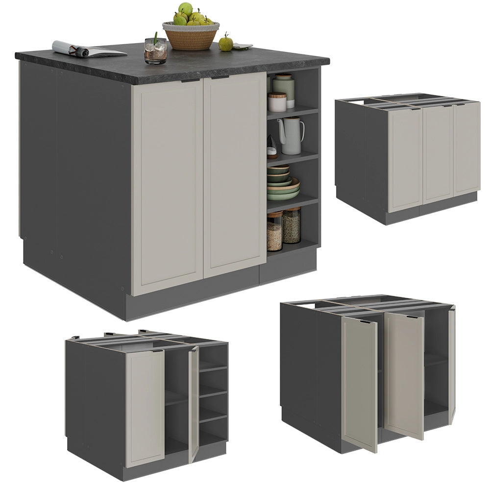Isola cucina Fame-Line GrigioBeige/Antracite 90 cm senza piano di lavoro Vicco