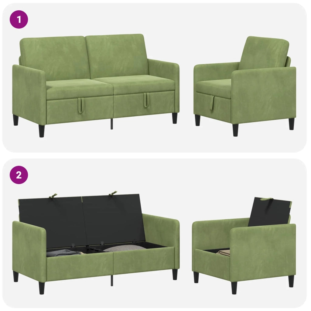 Set di Divani con Storage 2 pz Verde chiaro Poliestere 3429193