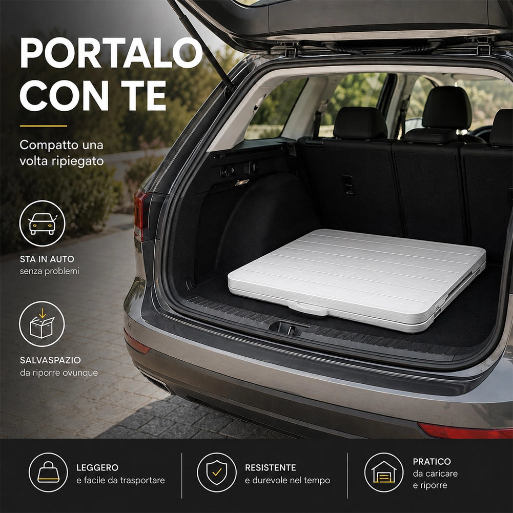 Tavolo Pieghevole Bianco Effetto Legno Resistente Tavolino Esterno 180x74x74cm