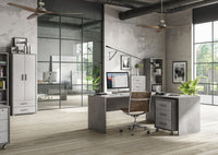 Cassettiera 3 Cassetti su Ruote 51x71x41 cm Cemento/Ossido Bianco