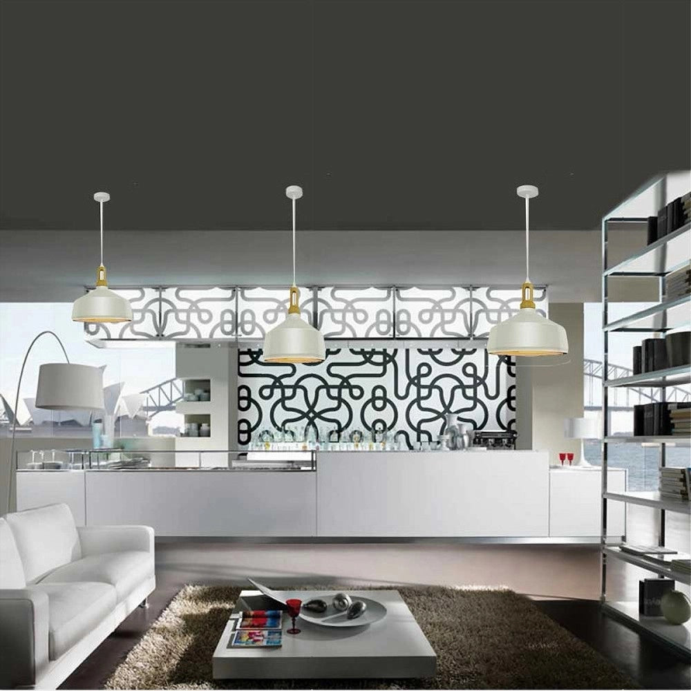 Trade Shop - Lampadario A Sospensione Stile Industriale In Metallo Pendente A Coppa E27 A93 - Bianco