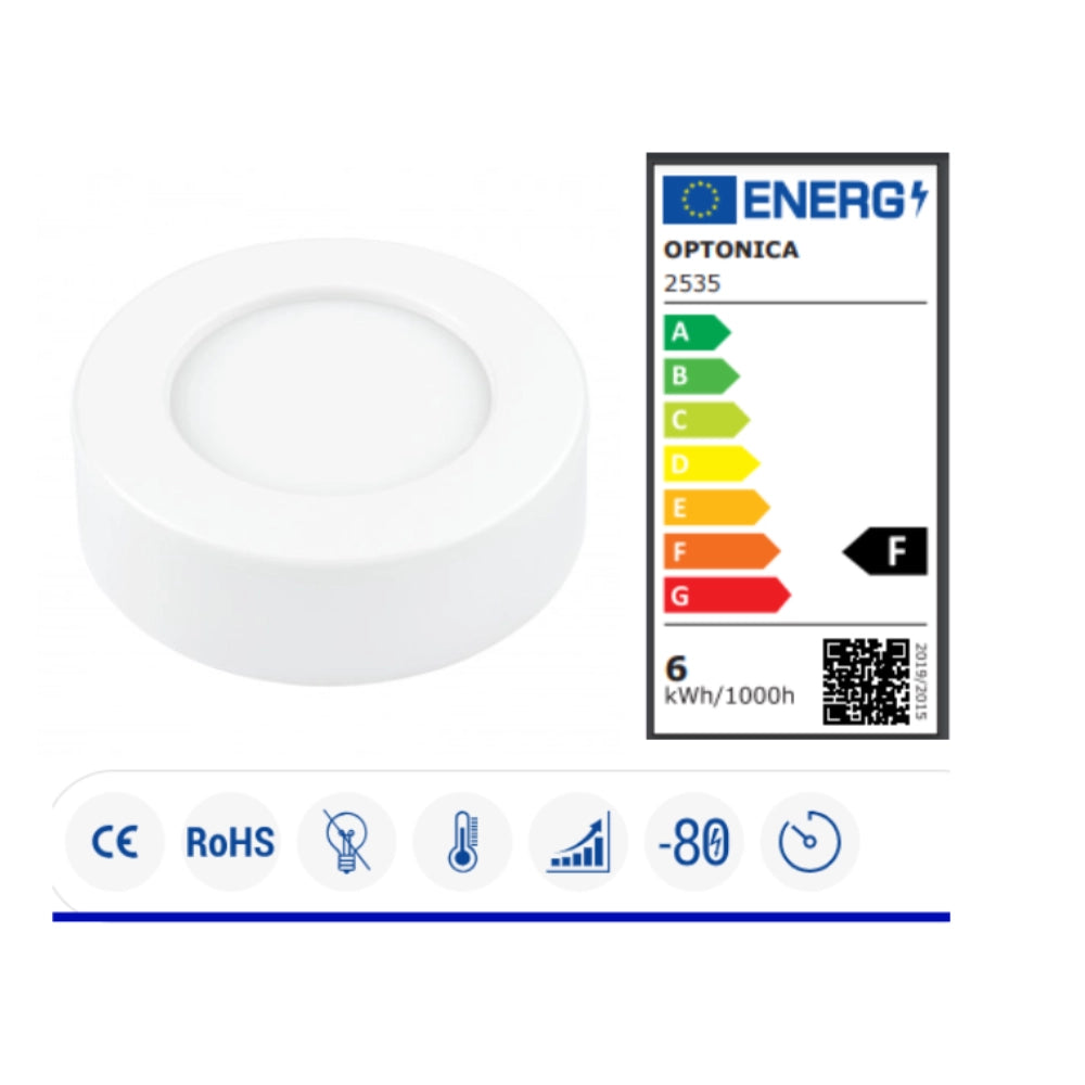Optonica plafoniera faretto led rotondo sporgente 6 watt cct cambio colore