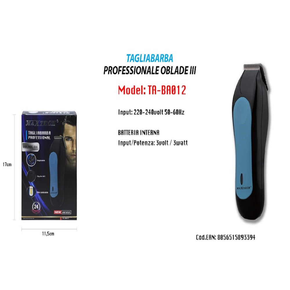 Trade Shop - Tagliabarba Professionale Oblade Iii Maxtech Rasoio Regolabile Uomo New Version Ta-ba012 -
