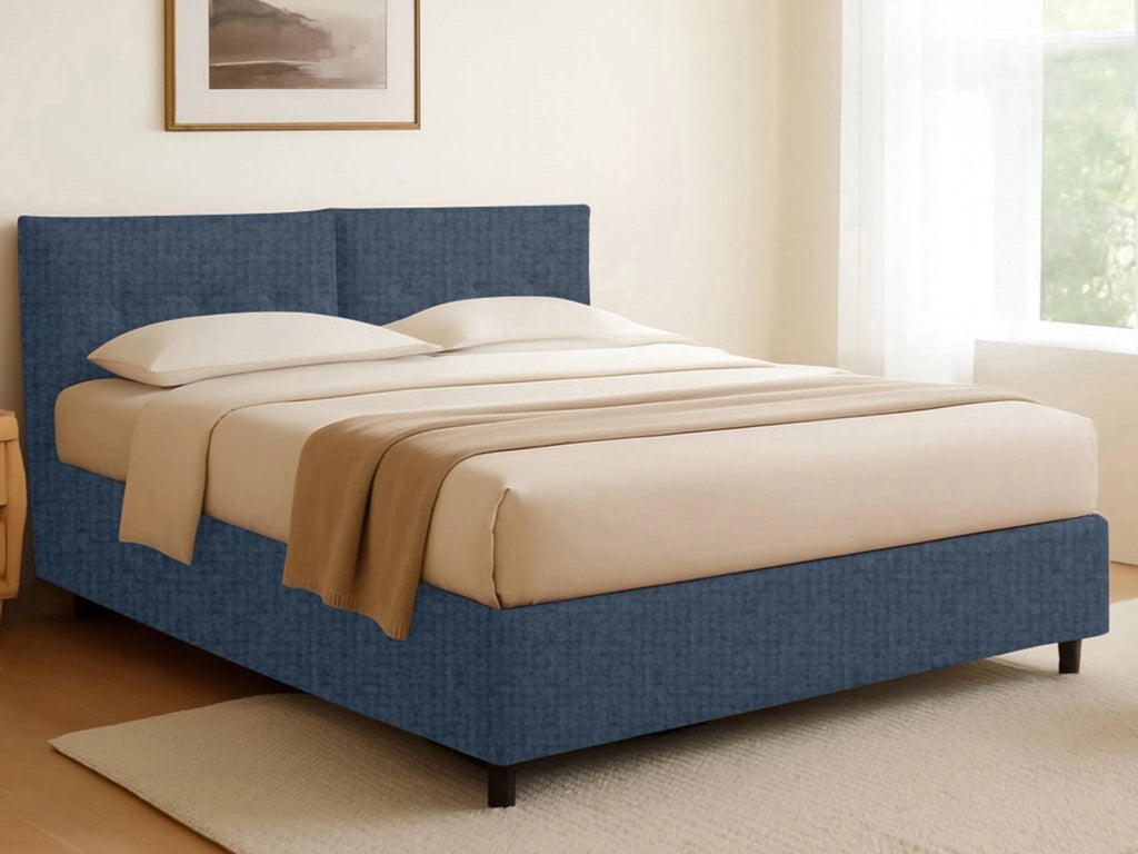 Exeter, Letto Singolo Sfoderabile Made in Italy, blu