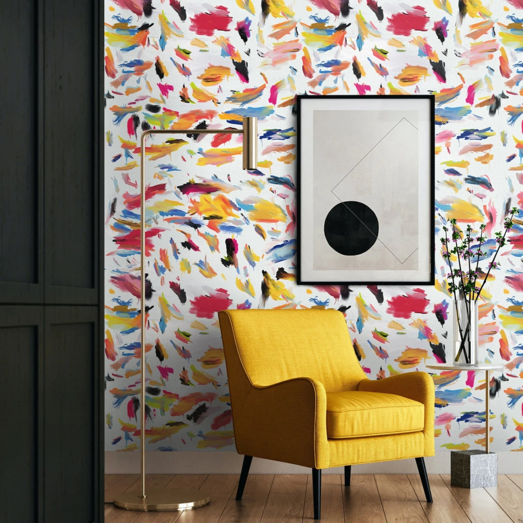 Carta da Parati Pennellate Astratta Carta Vegana 250x200cm 5,5mq 