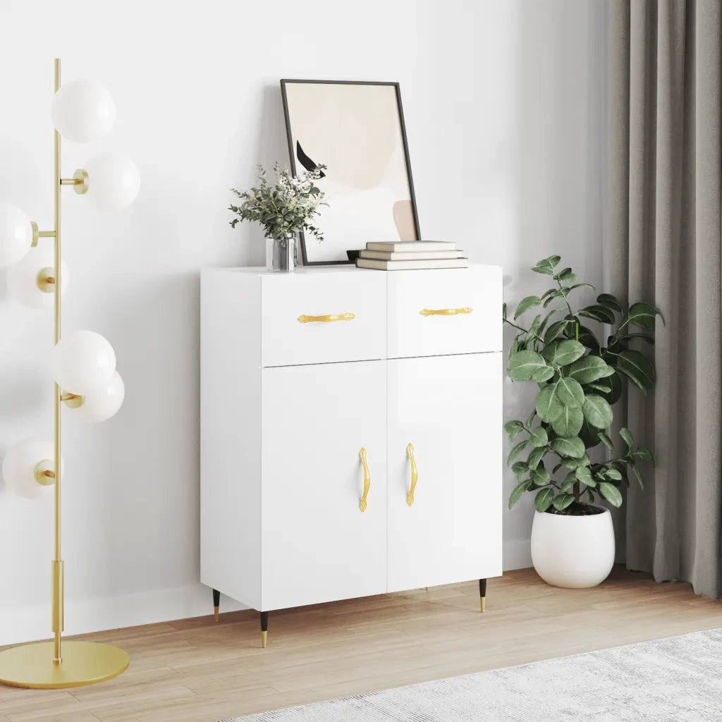 Credenza 69,5x34x90 cm in Legno Multistrato Bianco Lucido 827958