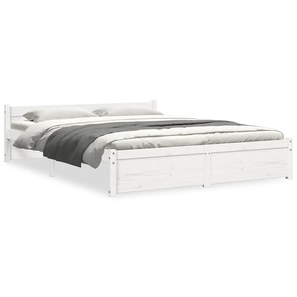 Giroletto-Struttura Letto Bianco in Legno Massello 160x200 cm 580636