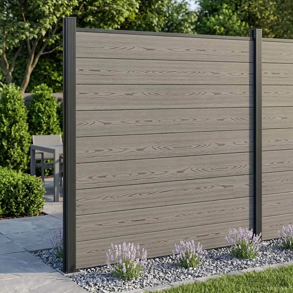 Set di Recinzione 7 pcs 1218 x 186 cm WPC e Alluminio Grigio 3429399