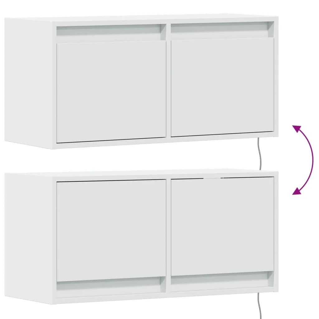 Mobile TV multimediale scaffale TV credenza mobile TV sala da pranzo soggiorno camera da letto montaggio a parete con luci LED 80 x 31 x 35 cm bianco 02_0027912
