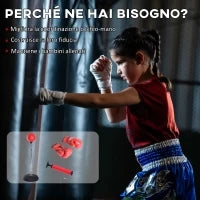Punching Ball da Terra ad Altezza Regolabile con Guantoni da Boxe e Base Riempibile, 43x43x126-144 cm, Rosso
