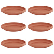 Set di 6 vassoi rotondi ergonomici per fiori 14 x 14 x 2 cm design moderno per interni/esterni in plastica rosso mattone 02_0059335