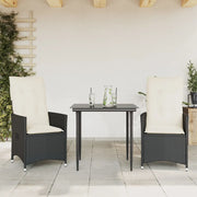 Sedie Reclinabili da Giardino 2 pz | Sedie da Esterno con Cuscini Nero Polyrattan