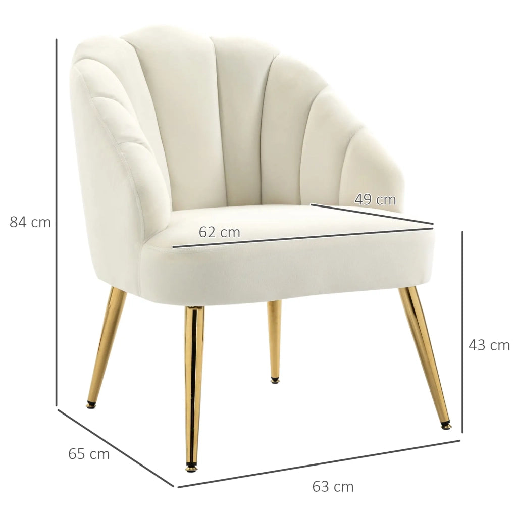Poltrona Imbottita 63x65x84 cm in Velluto Bianca