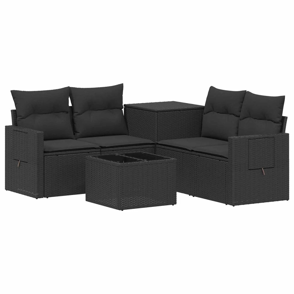 Set di divani 6 pz Nero Rattan sintetico e Acciaio 3447445