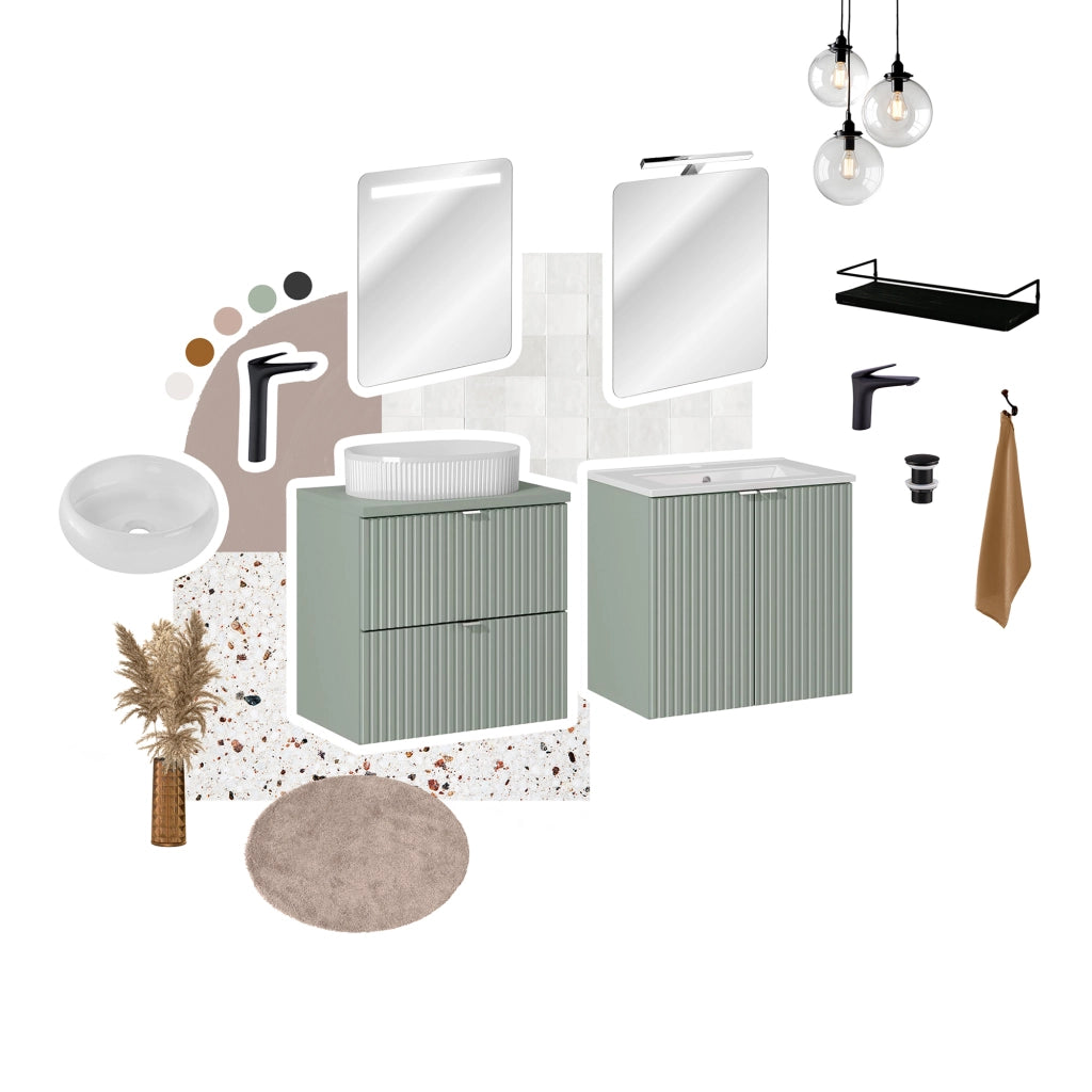 Set mobili bagno 80 cm con piano Line Reed Green 80 cm