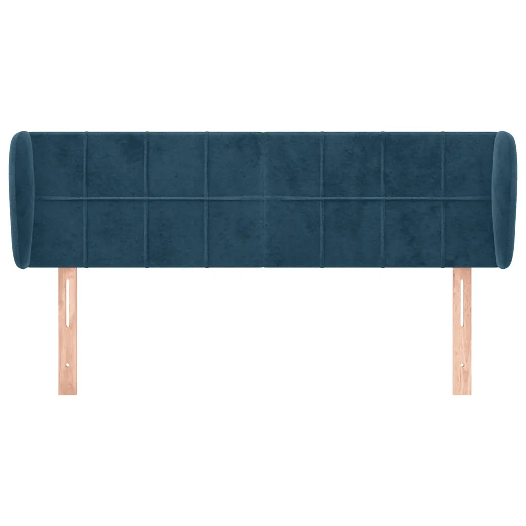 Testiera | Testata ad Orecchio Blu Scuro 147x23x78/88 cm in Velluto