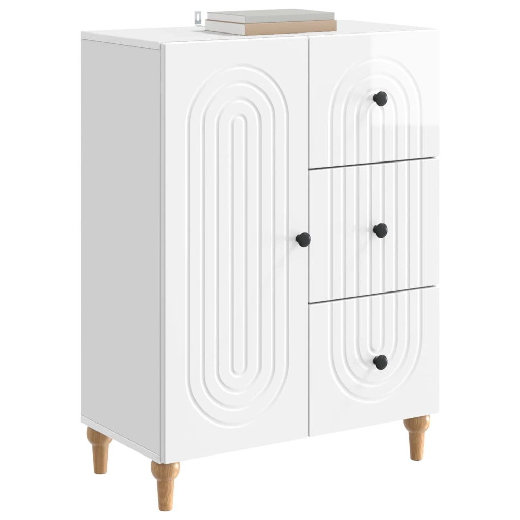 Credenza Bianco Lucido 66 x 34,5 x 90 cm Legno ingegnerizzato