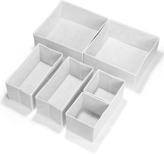 Set di 6 contenitori di caricamento pieghevoli, organizzatore di armadio per abbigliamento, cassetti di stoccaggio per abbigliamento (bianchi)