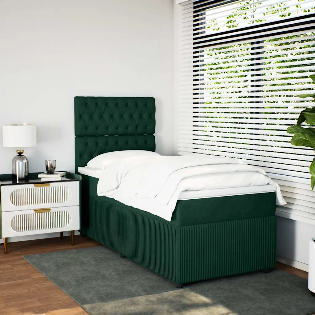 Giroletto a Molle con Materasso Verde Scuro 100x200 cm Velluto 3292271
