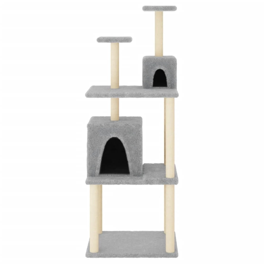 Tiragraffi per gatti torre per arrampicata giocattolo piattaforma per arrampicata con tiragraffi in sisal leggero 167 cm grigio 02_0022586