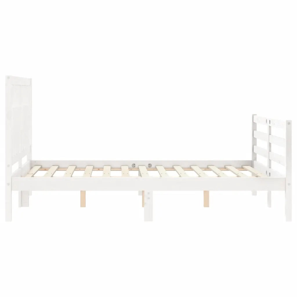 Giroletto con Testiera-Struttura Letto con testiera Bianco 140x190 cm in Legno Massello 124857