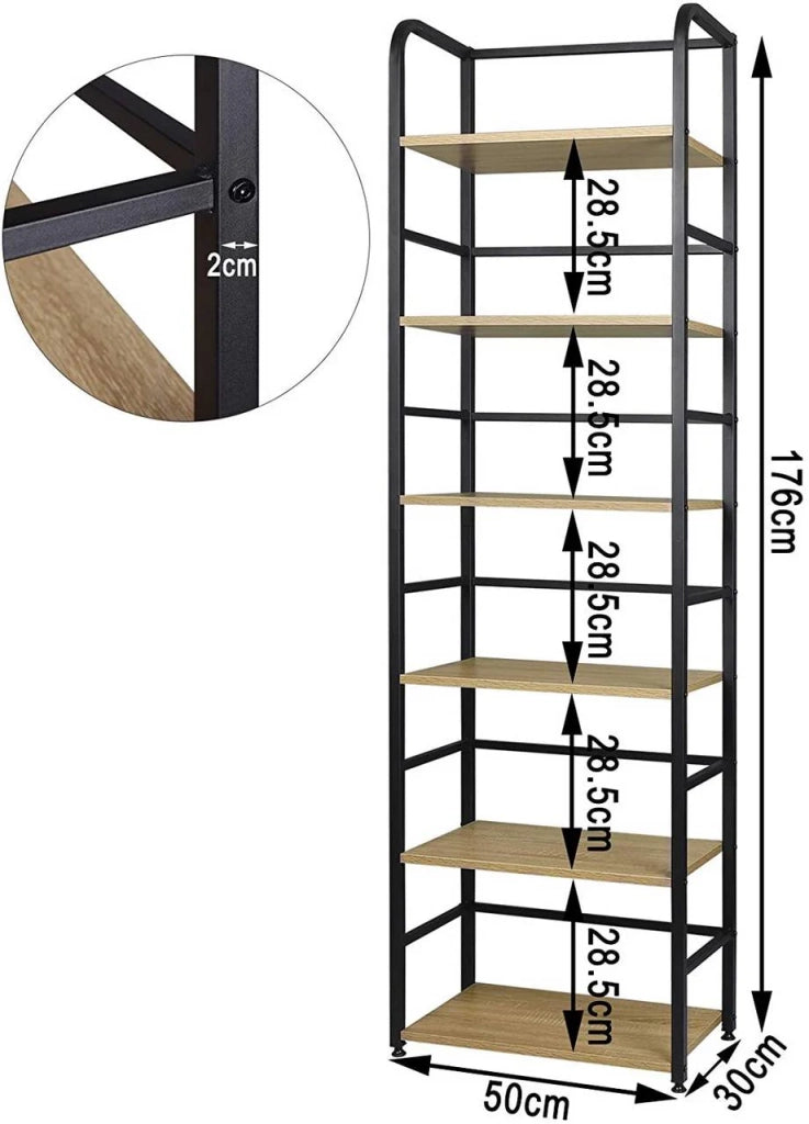 Scaffale indipendente con 6 ripiani 50 x 30 x 176 cm rovere chiaro 19_0000129