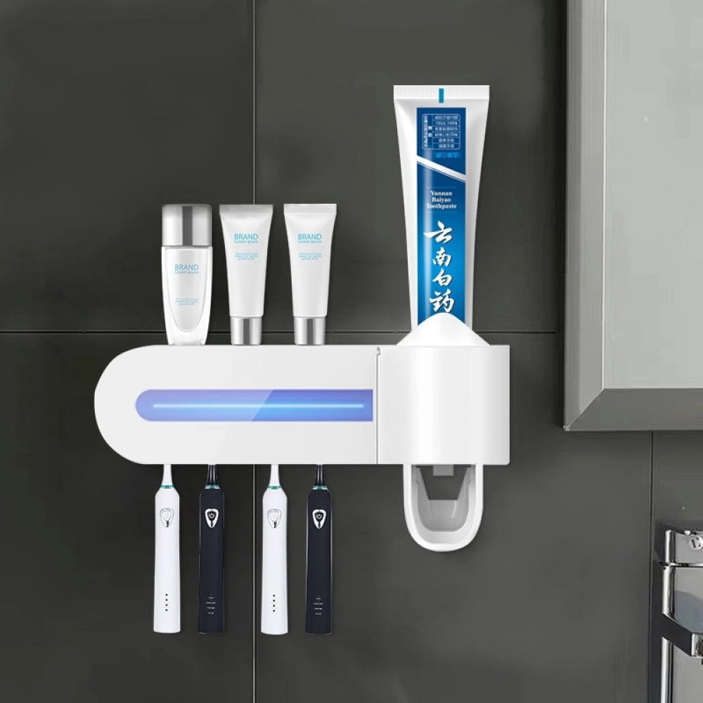 Trade Shop - Sterilizzatore Per Spazzolino Dispenser Dentifricio Supporto Spazzolini Lw-y01 -
