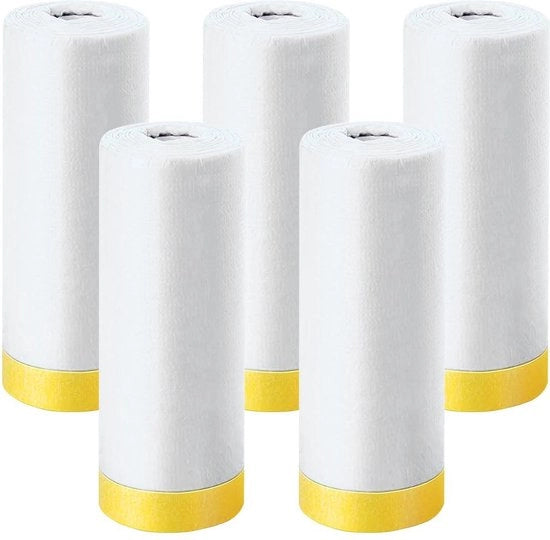 Foglia di protezione YUANYUU 125 m - nastro adesivo trasparente - set di 5 (150 cm) - adesivo forte - per verniciatura, smaltatura, protezione contro la polvere