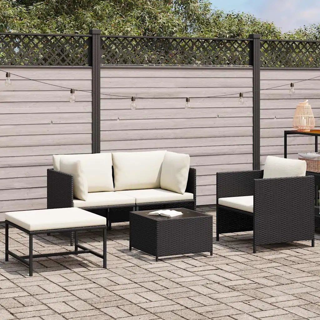 Salotto da Giardino-Set Divani da Giardino4 pz con Cuscini in Polyrattan Nero 519733