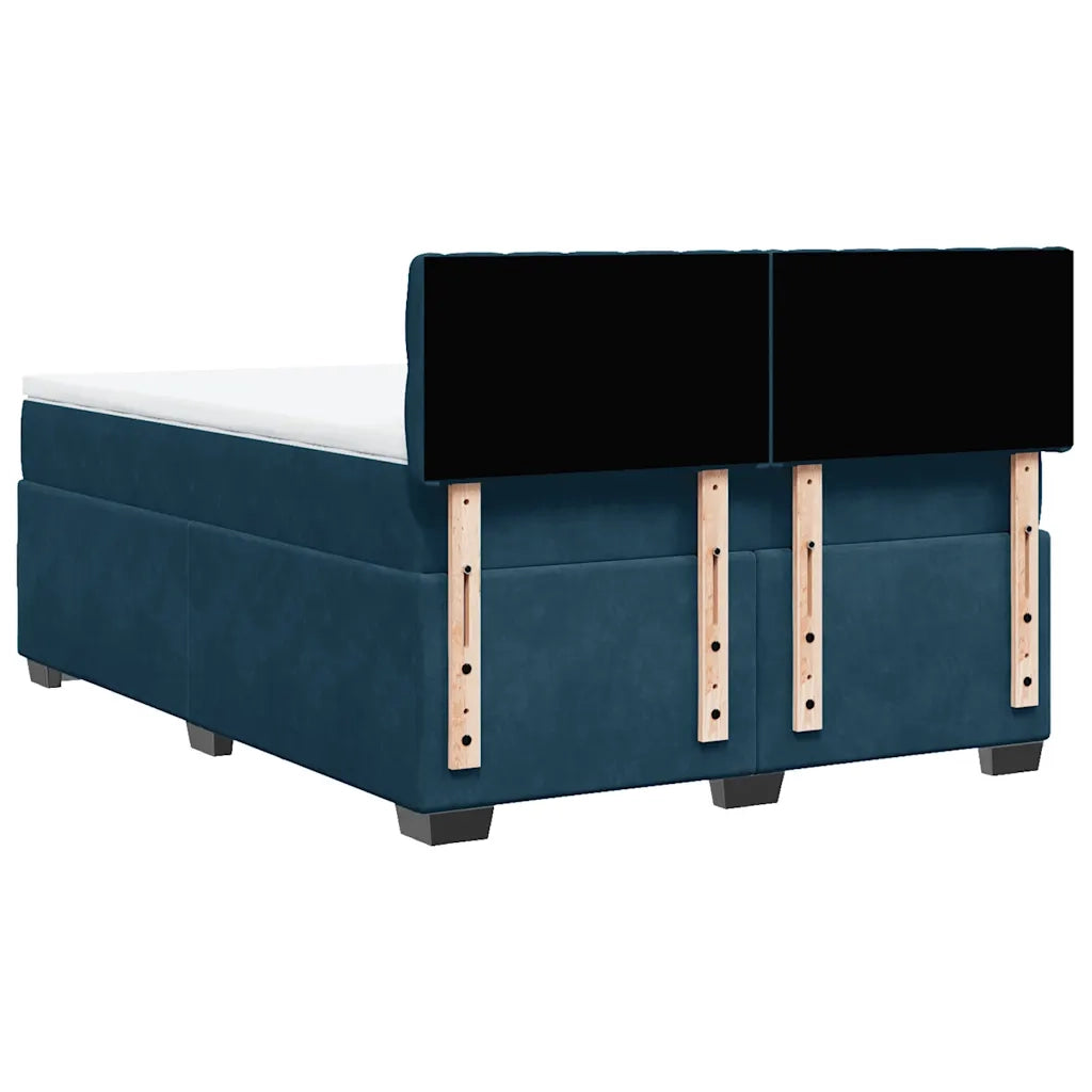 Giroletto a Molle con Materasso Blu Scuro 140x200 cm in Velluto 3286340