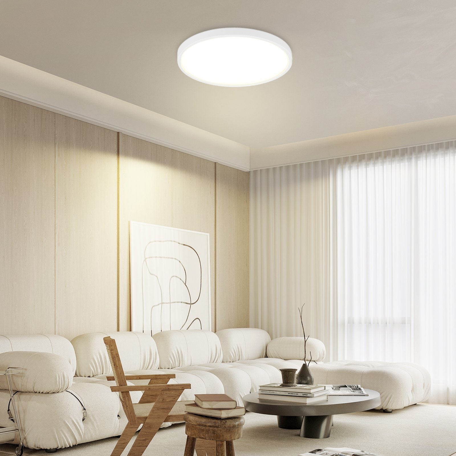 ZMH Lampada da soffitto LED rotonda moderna 24W bianca risparmio energetico per interni