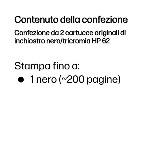 HP Confezione da 2 cartucce originali di inchiostro nero/tricromia 62