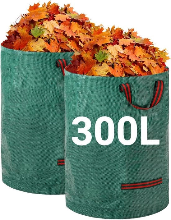 Sacchi di raccolta rifiuti robusti - Sacchi di giardinaggio riciclabili con maniglie per foglie e rifiuti - 300L x 2 Pacchetti