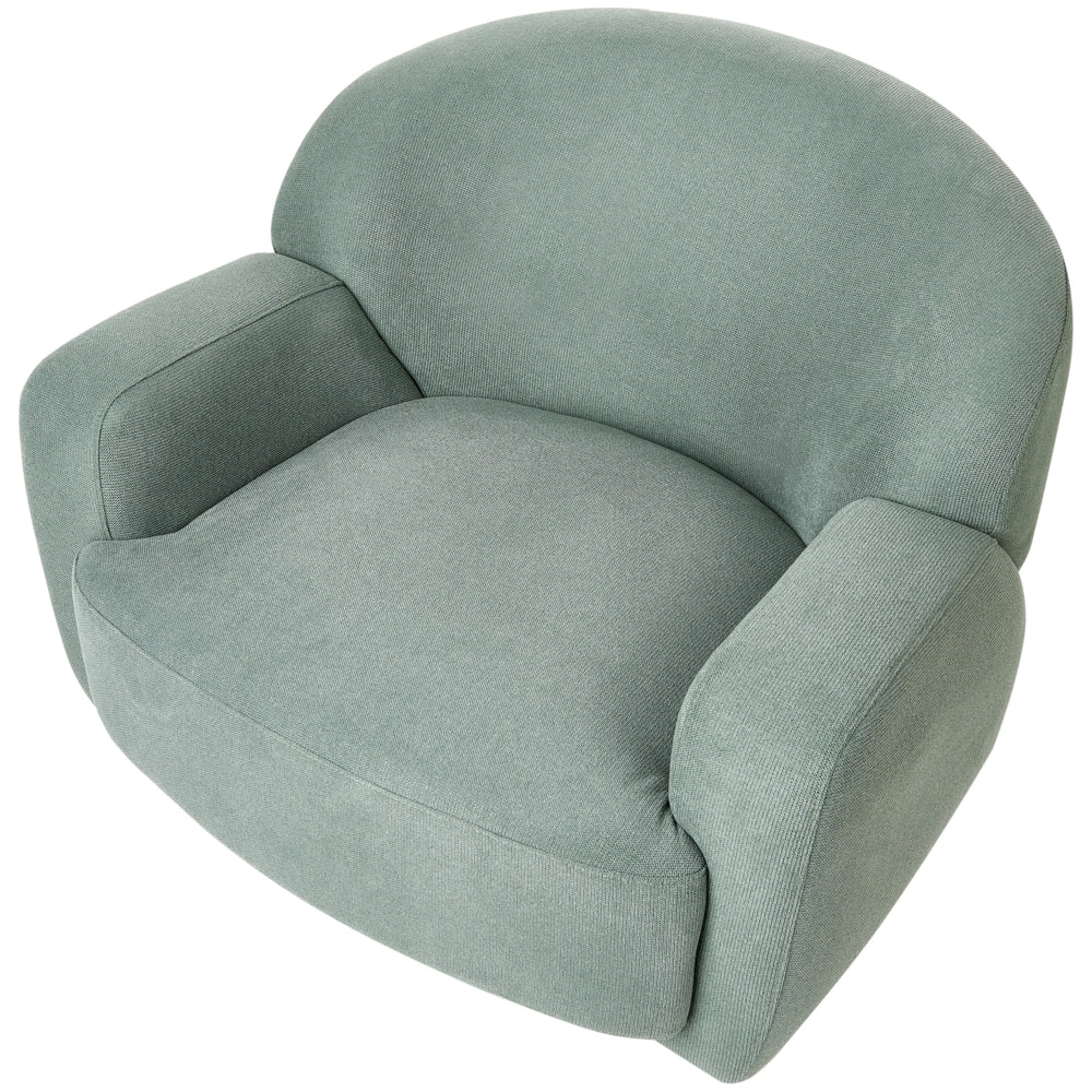 Poltrona in tessuto verde con base dorata stile retro glam art decor
