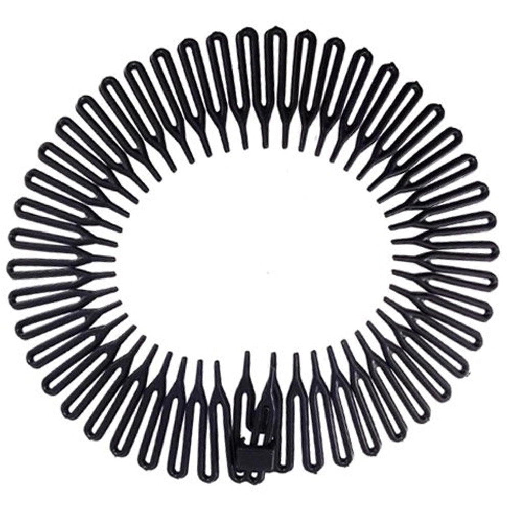 Trade Shop - 3 Cerchietto Frontino Raggiera Nero 10cm Ferma Capelli In Plastica Acconciatura -
