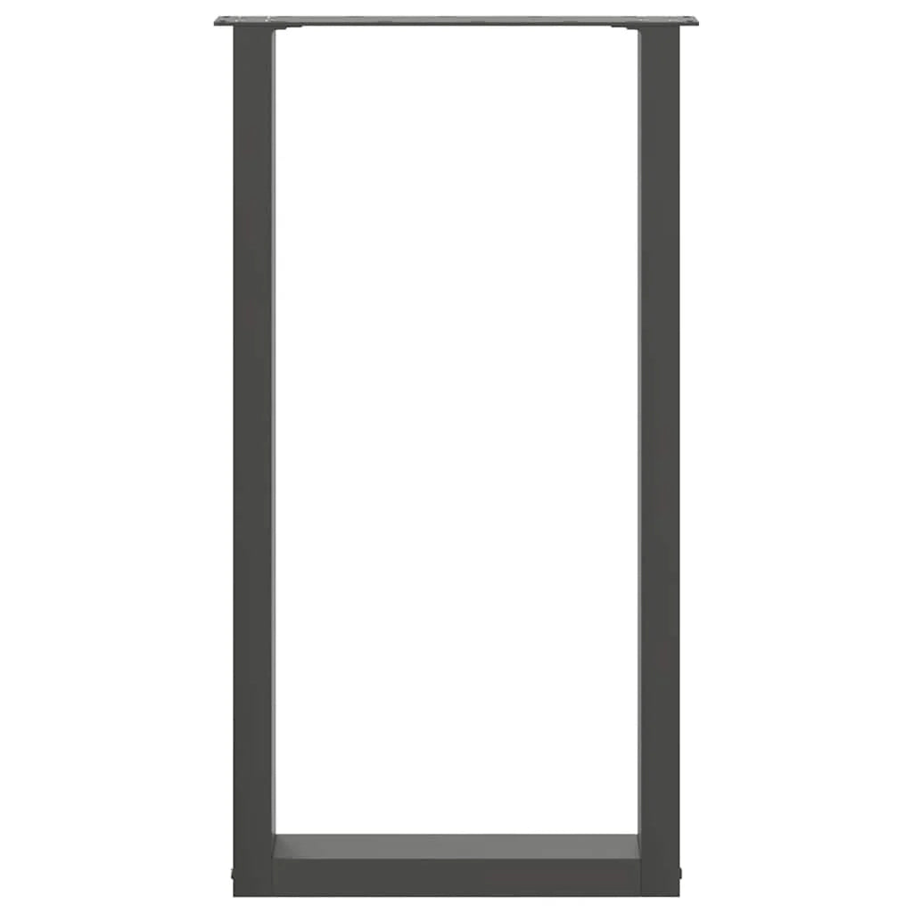 Set di 2 gambe per tavolo da bar a forma di U 50 x 90 cm con piedini regolabili design moderno in acciaio antracite 02_0057462