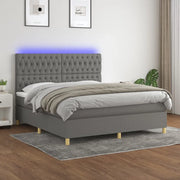 Letto a Molle Materasso e LED Grigio Scuro 160x200cm in Tessuto cod mxl 61627