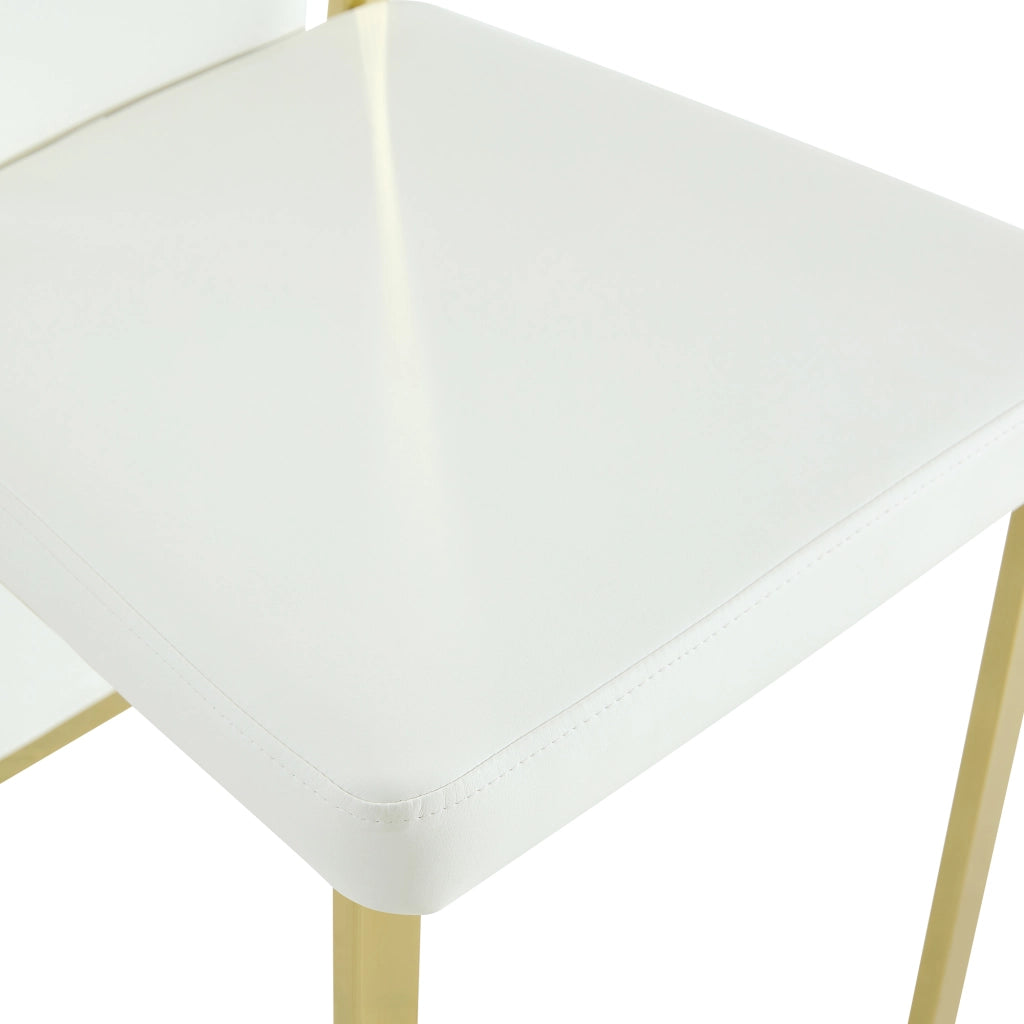 Set tavolo da pranzo e sedie con 1 tavolo rotondo e 4 sedie in vetro temperato metallo e PU bianco e oro