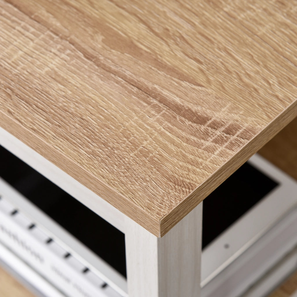 Scrivania Computer con 2 Ripiani ¨C Zephmum ¨C MDF Rovere Bianco 110x48x76 cm