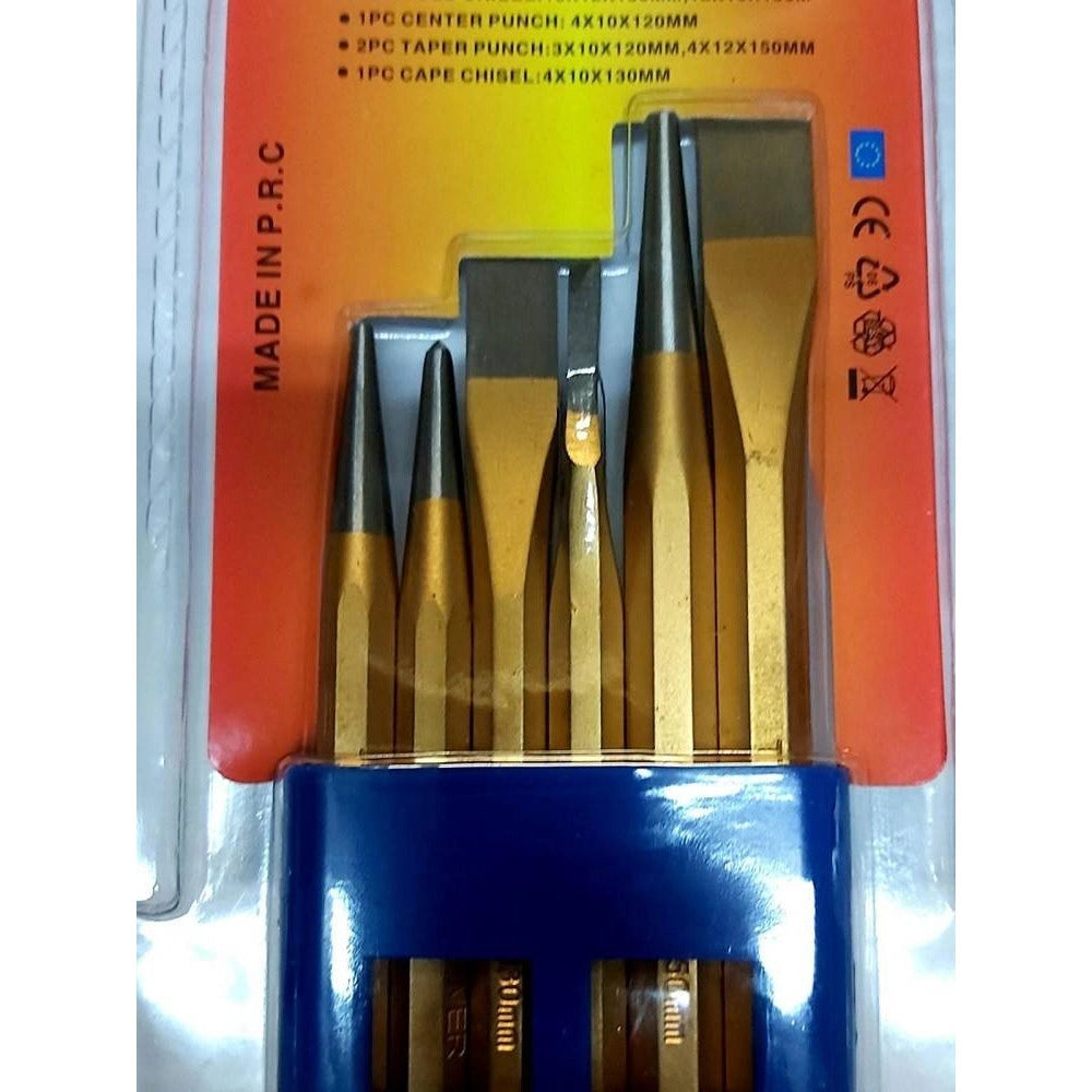 Trade Shop - Set Da 6 Pezzi Punzoni Caccia Spine In Acciaio Chrome Vanadium Con Contenitore -
