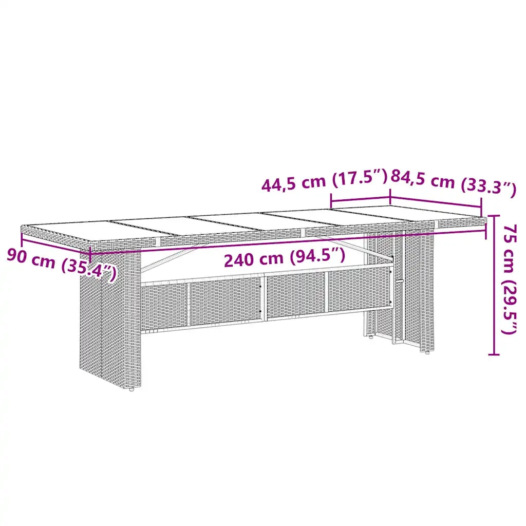 Set da BistrÃ² da Giardino 11 pz con Cuscini Nero in Polyrattan