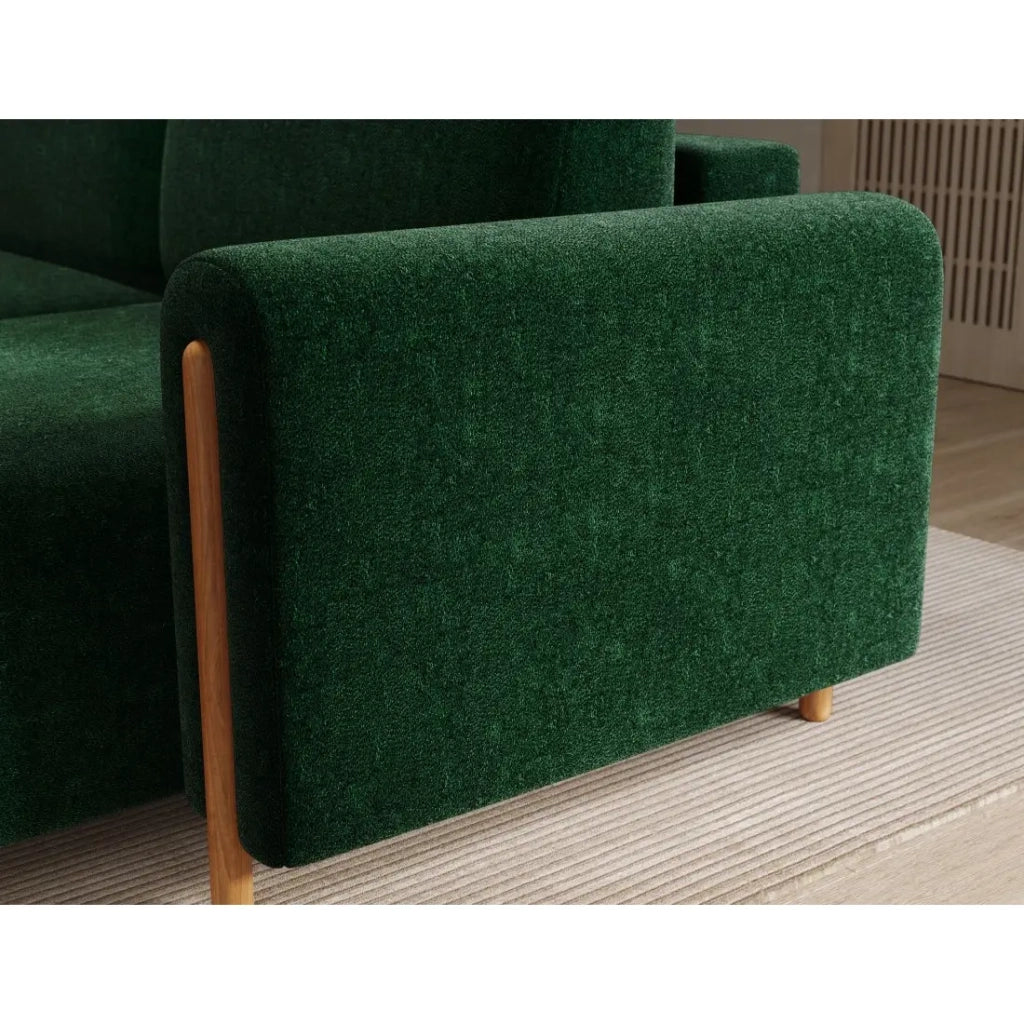 Divano ad angolo convertibile ARVESSA verde smeraldo bouclé – Angolo destro